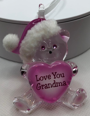 Grandma Bear Ornament, Christmas Ornament, Gift for Grandma, Gift from Grandkids, Holiday Gift