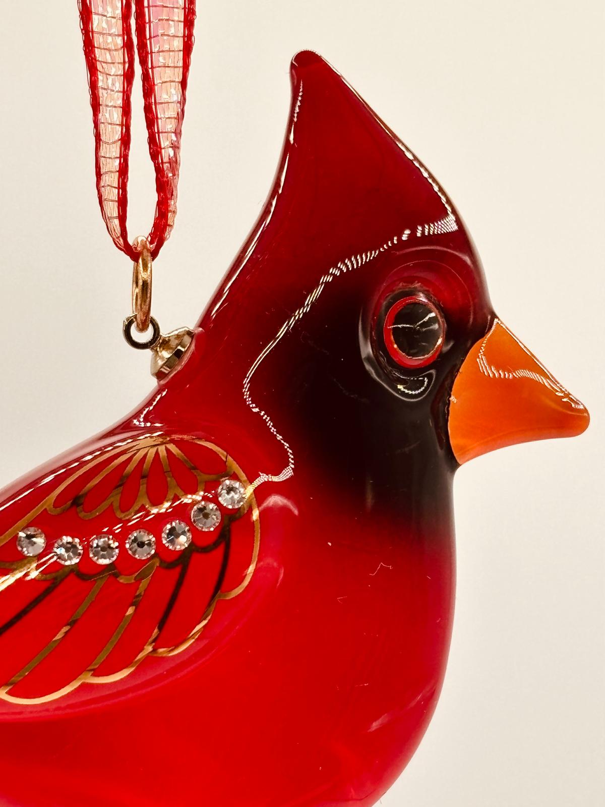 Cardinal Bird Glass Christmas Ornament – Handcrafted Red Cardinal Tree Ornament, Memorial Gift, Bird Lover Gift