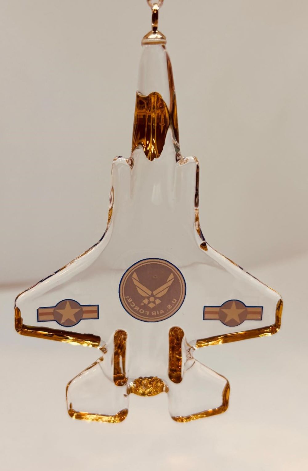 U.S. Air Force F-35 Jet Ornament Handcrafted Glass Military Keepsake