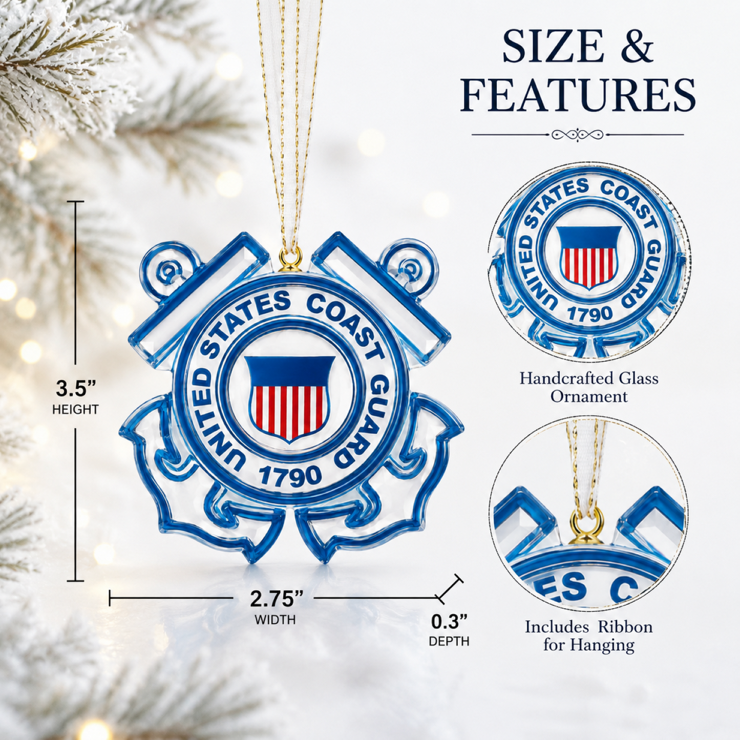 U.S. Coast Guard Christmas Ornament – Official Licensed Glass Ornament
