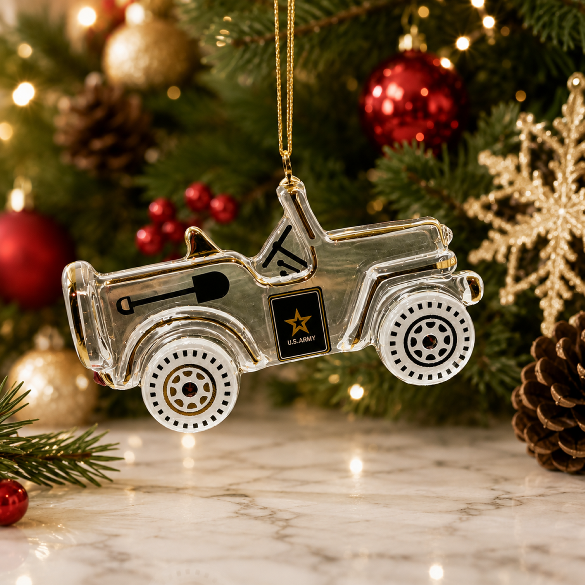 U.S. Army Jeep Christmas Ornament Official Licensed Military Holiday Decor