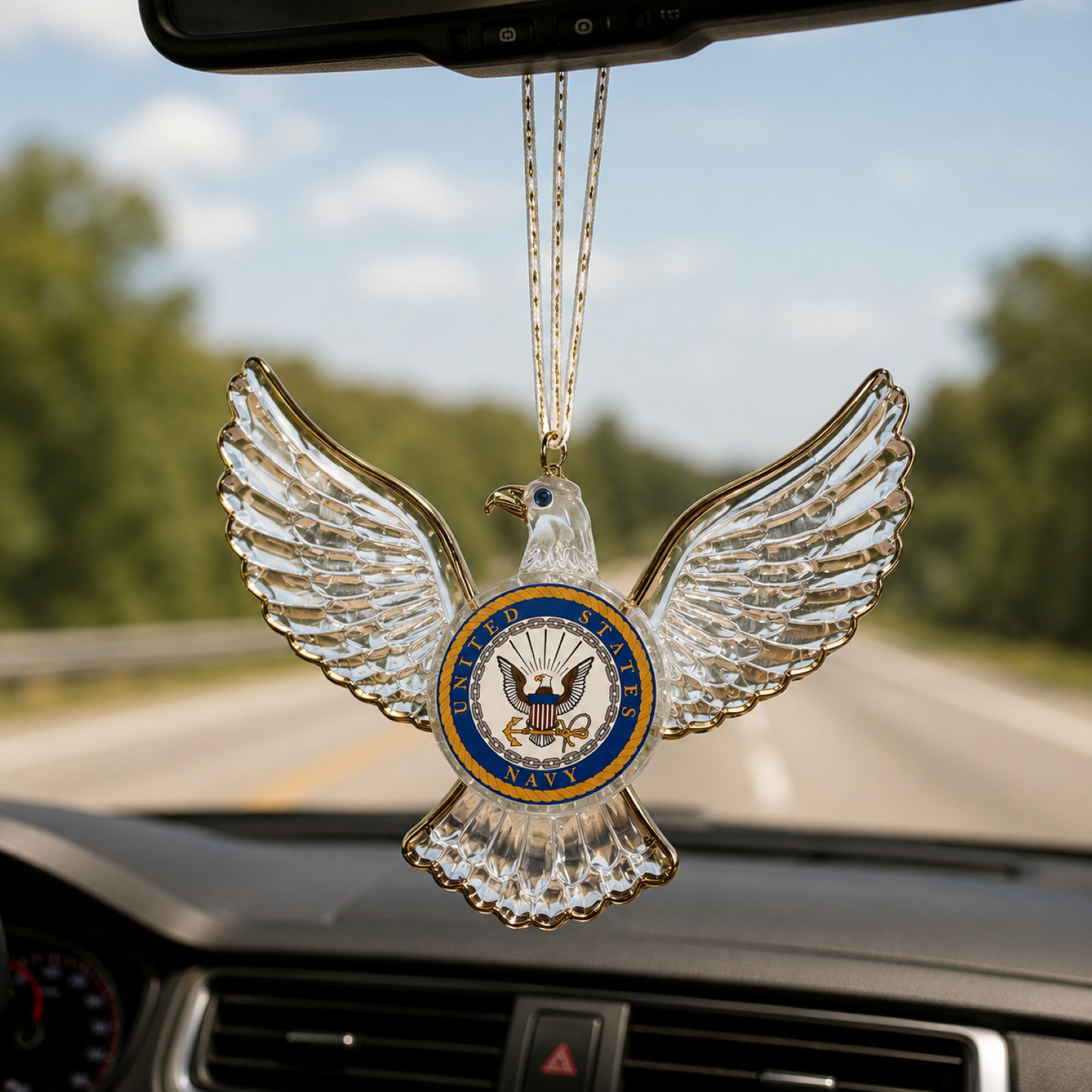 U.S. Navy Eagle Glass Ornament Gift | Military Christmas Tree Decoration