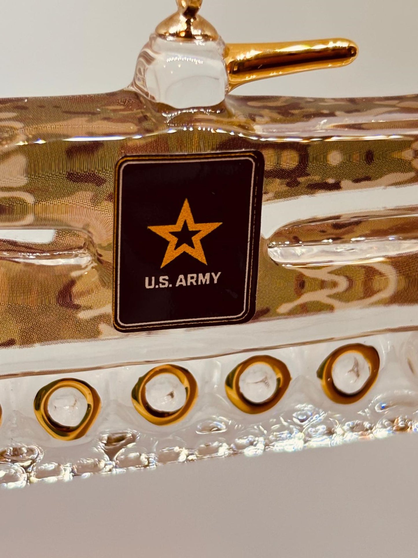 Handcrafted U.S. Army Tank Glass Ornament Official Military Licensed Christmas Decoration