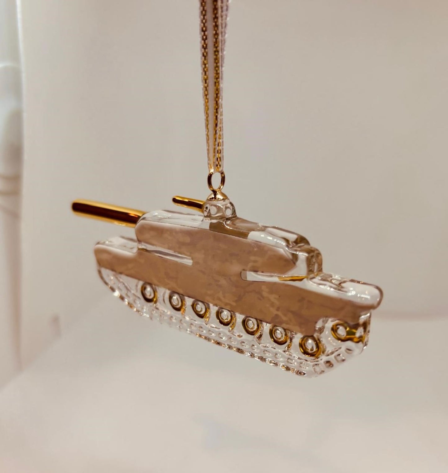 Handcrafted U.S. Army Tank Glass Ornament Official Military Licensed Christmas Decoration