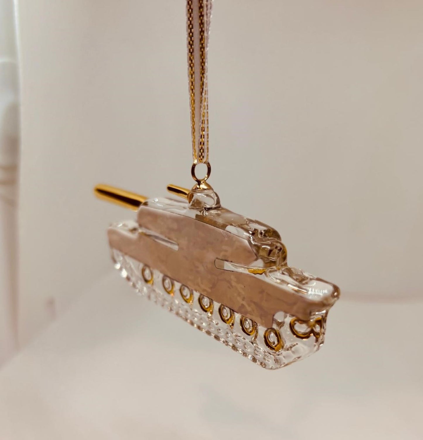 Handcrafted U.S. Army Tank Glass Ornament Official Military Licensed Christmas Decoration