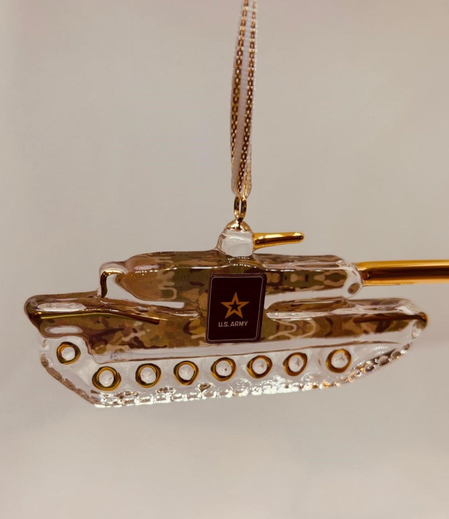Handcrafted U.S. Army Tank Glass Ornament Official Military Licensed Christmas Decoration