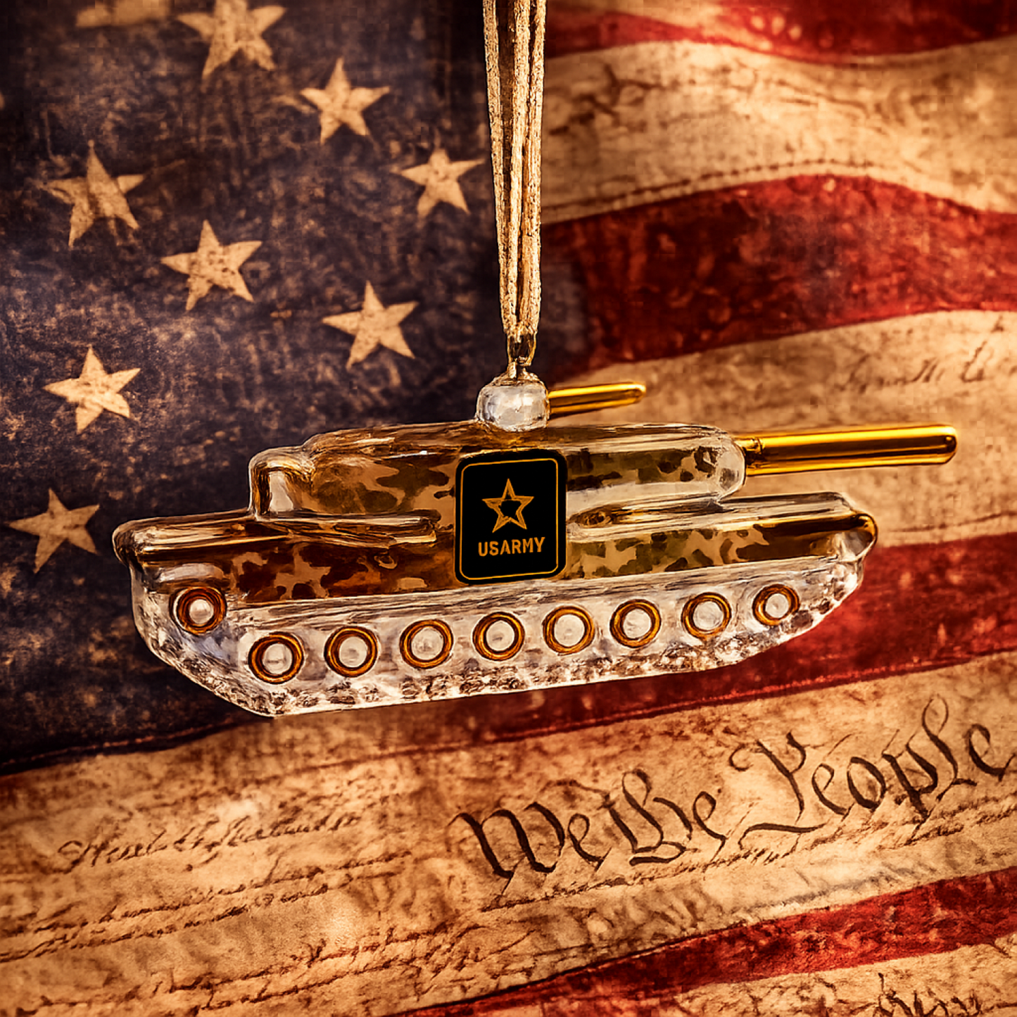 Official U.S. Army Tank Christmas Ornament – Handcrafted Glass Military Holiday Gift