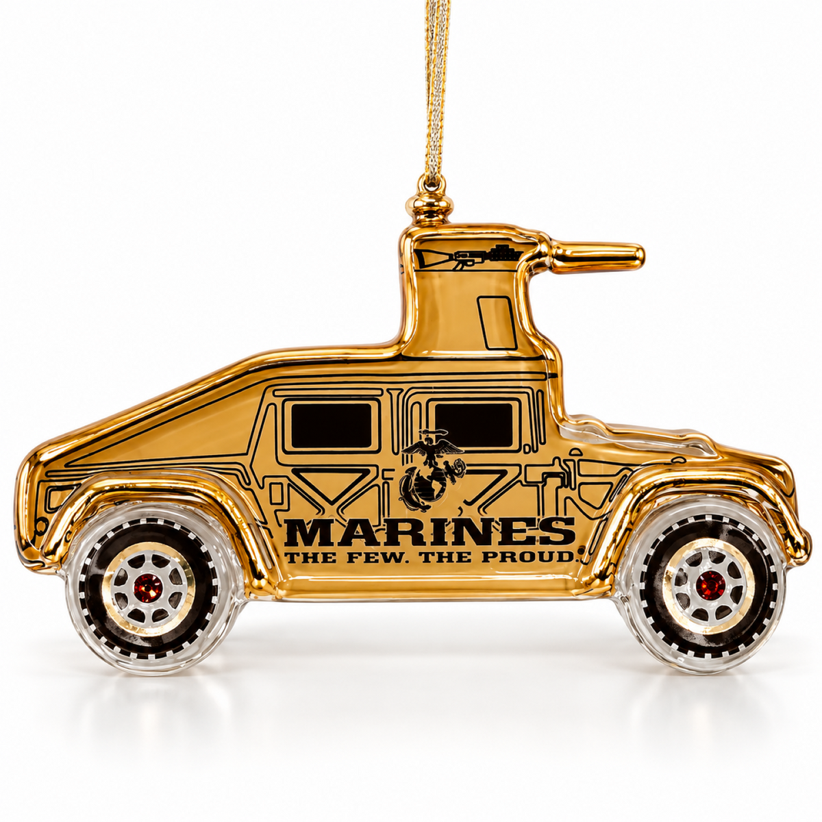 USMC Humvee Ornament, Handcrafted Glass Marine Corps Military Ornament, Marine Corps Gift