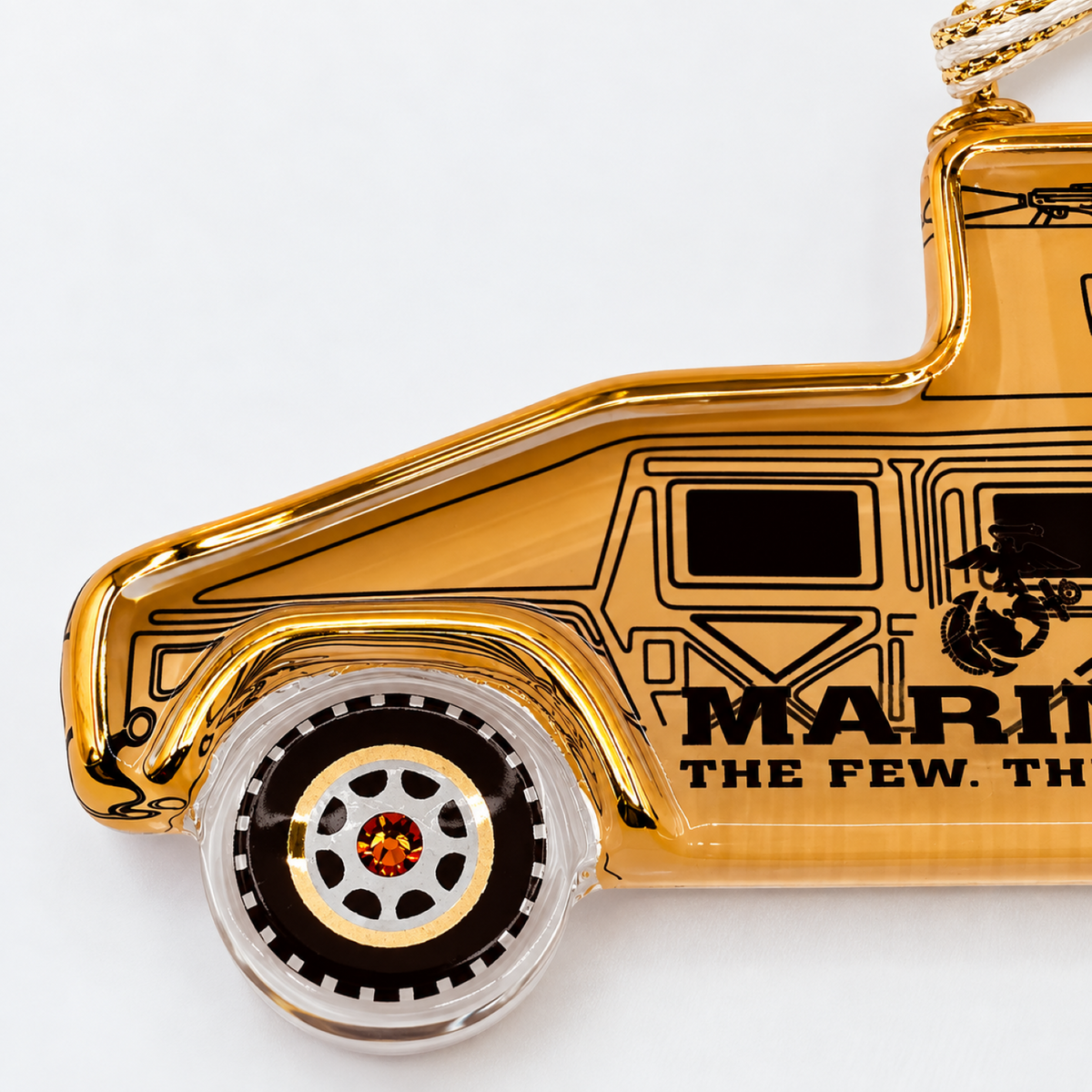 USMC Humvee Ornament, Handcrafted Glass Marine Corps Military Ornament, Marine Corps Gift