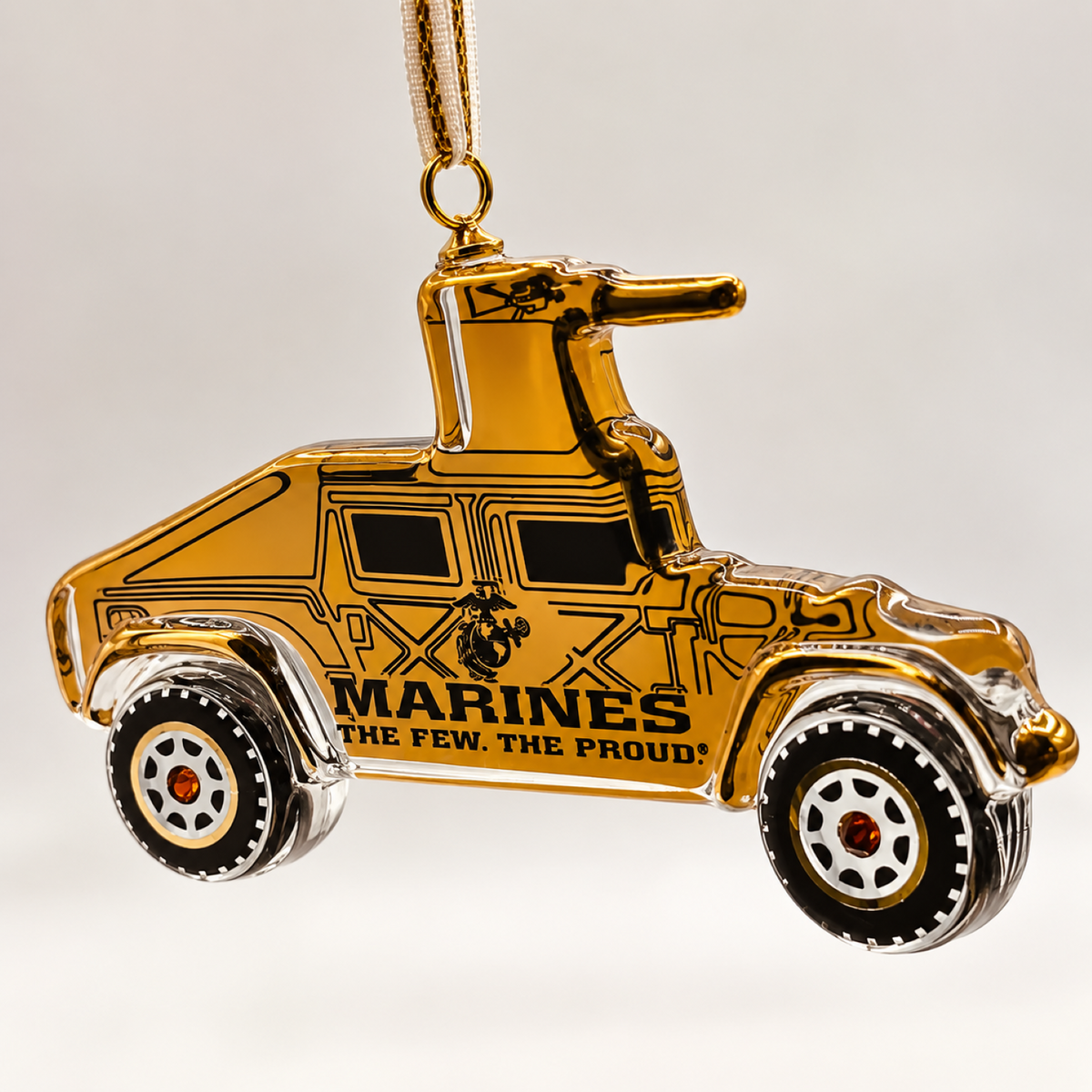 USMC Humvee Ornament, Handcrafted Glass Marine Corps Military Ornament, Marine Corps Gift