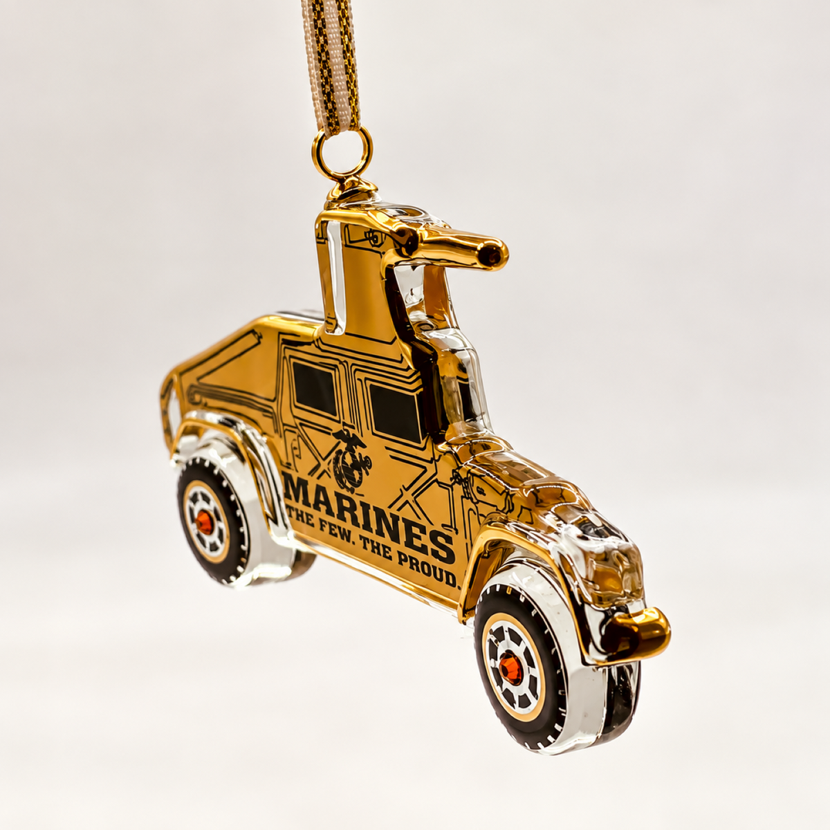 USMC Humvee Ornament, Handcrafted Glass Marine Corps Military Ornament, Marine Corps Gift