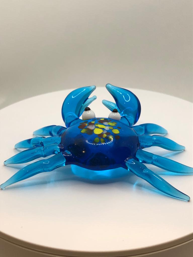 Milano Blue Crab Art Glass Animals Handcrafted Figurine