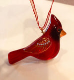 Glass Cardinal Ornament Handcrafted Cardinal Figurine Holiday Gift