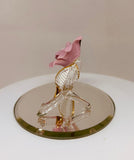 Pink Rose Glass Figurine | Handcrafted 22Kt Gold Trimmed Glass Rose Gift for Her