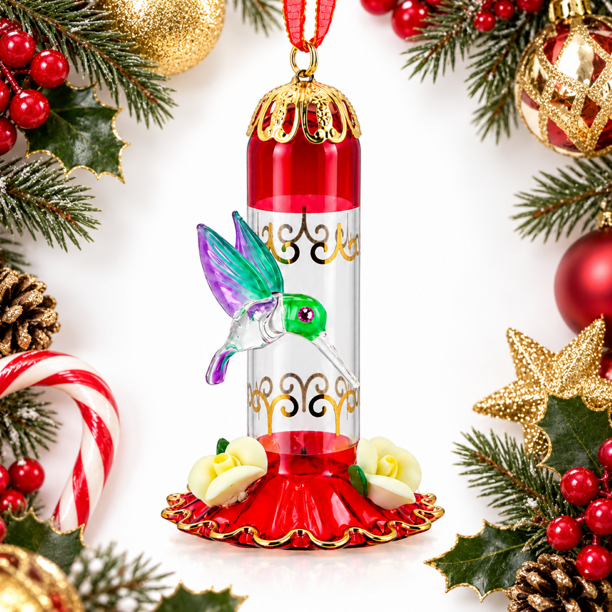 Glass Baron Hummingbird Feeder Ornament