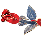 Red and Gold Rose Glass Figurine with “I Love You” Message Handcrafted Gift