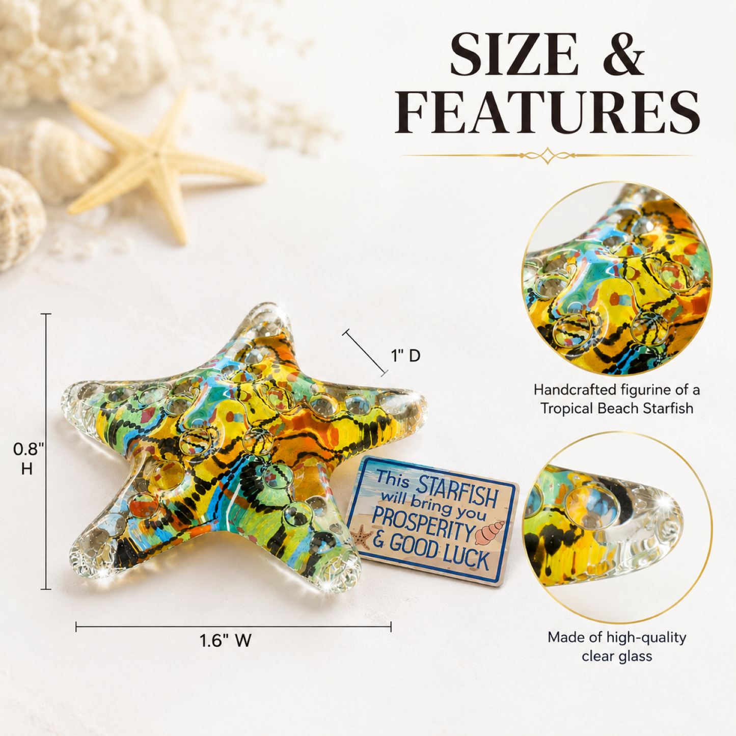 Tropical Beach Starfish Glass Figurine – Handcrafted Ocean Decor Gift