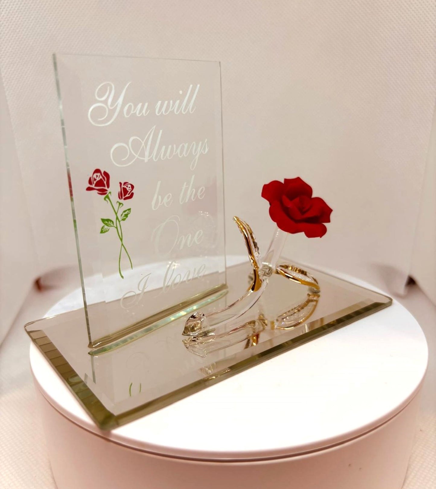Rose "One I Love" Glass Figurine | Handcrafted Romantic Gift
