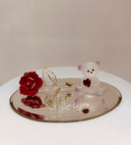 Sweetheart Bear Figurine | Handcrafted Glass Bear with Red Heart and Rose | I Love You Gift