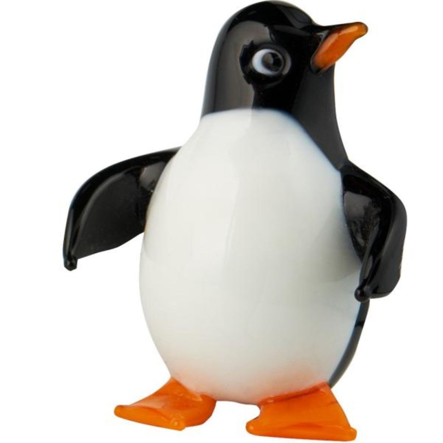 Milano Art Glass penguin figurine in black and white blown glass