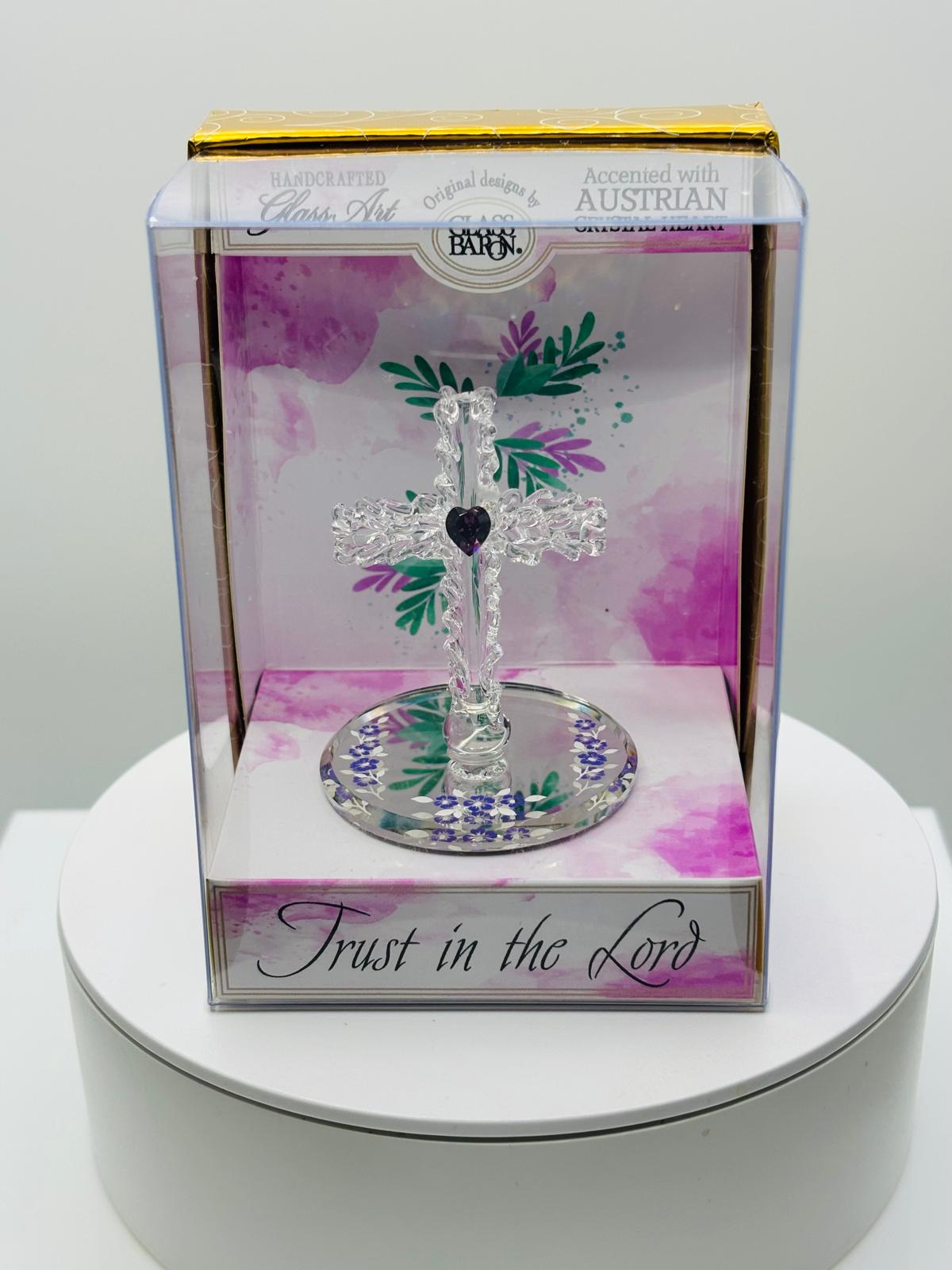 Christian Cross Glass Art Gift Box – Faith Decor, Religious Gift, Trust in the Lord