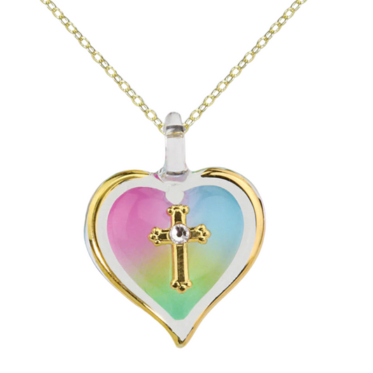 Glass Baron Heart & Cross Necklace