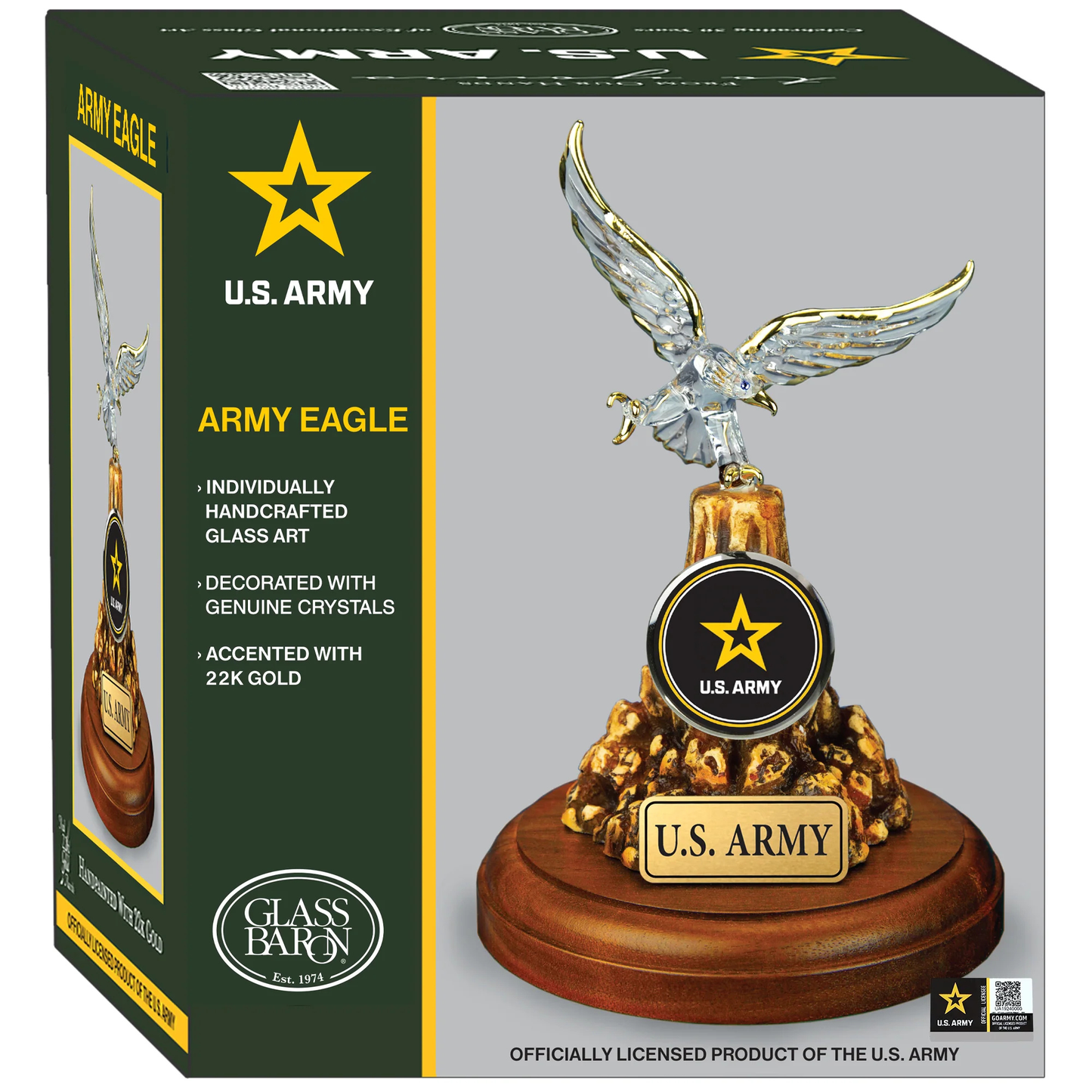 U.S. Army Eagle Glass Figurine Gift | Military Patriotic Collectible Decor