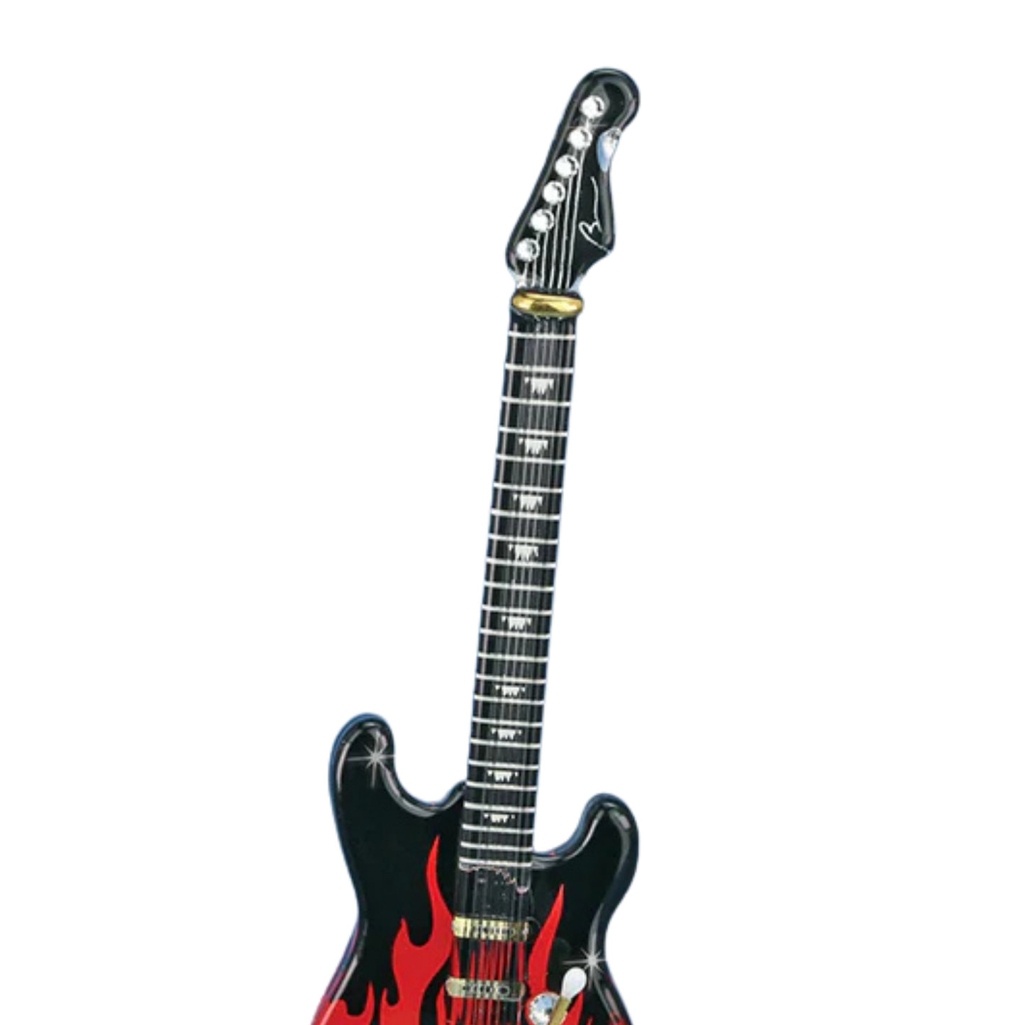 Vintage Smokin' Hot Glass Guitar Figurine with Crystals and 22Kt Gold