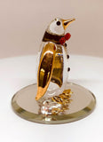Playful Glass Penguin Figurine Handcrafted with Gold Accents