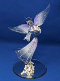 Angel Glass Figurine with Flowers, Lavender Angel Figurine, Glass Angel Dove, Handcrafted Gift, Handmade Angel Statue, Home Decor