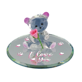 Handcrafted Glass Bear with Rose Figurine | I Love You Gift for Someone Special