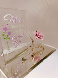 Pink Rose Mom “Greatest Gift” Glass Figurine | Handcrafted Mother’s Day Keepsake