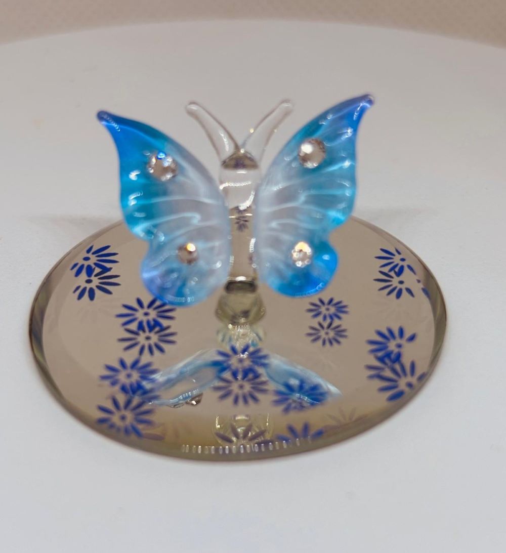 Blue Glass Butterfly Figurine | Handcrafted Nature-Inspired Decor