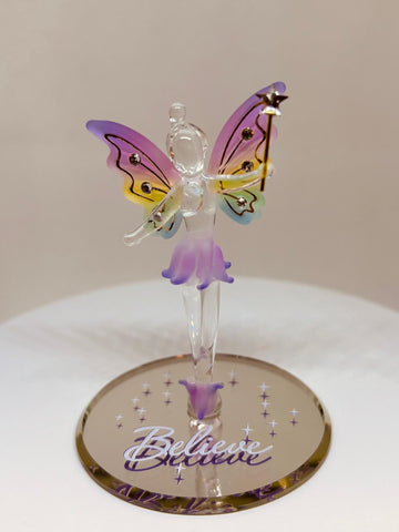 Fairy "Believe" Figurine | Handcrafted Glass Fairy with Crystals