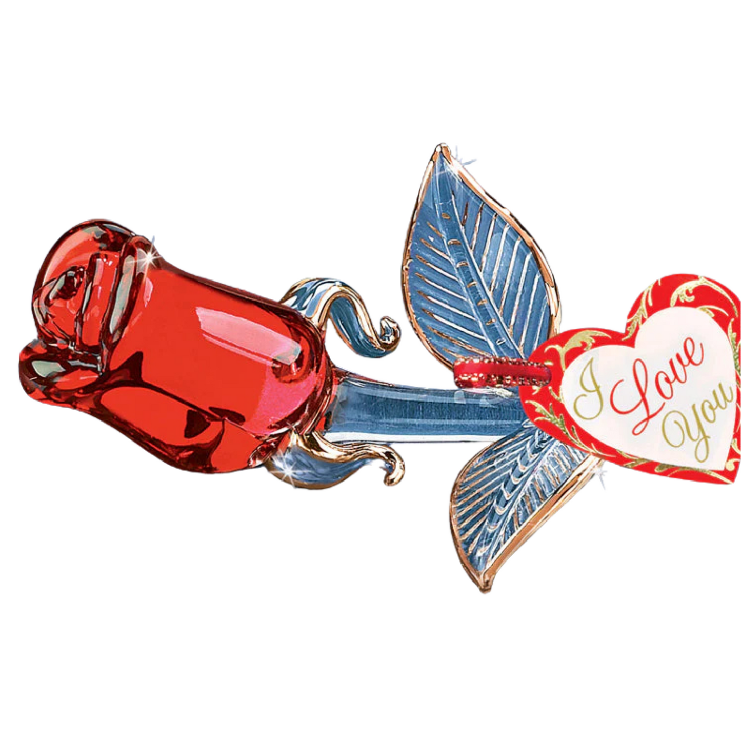 Red Rose “I Love You” Figurine | Glass Flower Romantic Gift Décor