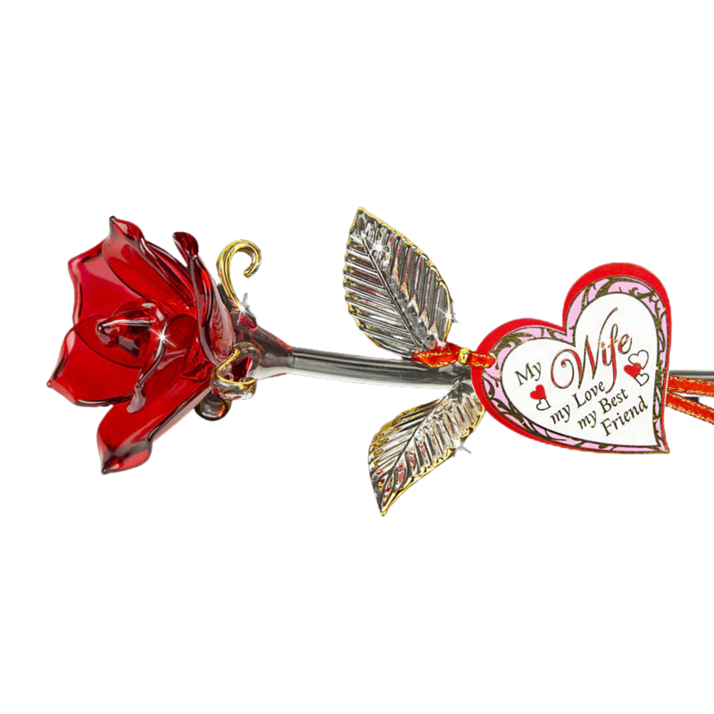 Red Rose for Wife Glass Figurine My Wife My Love My Best Friend Gift