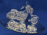 Big Cruiser Motorcycle Glass Figurine with Crystal and Gold Accents