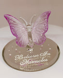 Believe in Miracles Butterfly Figurine | Handcrafted Glass Lavender Butterfly