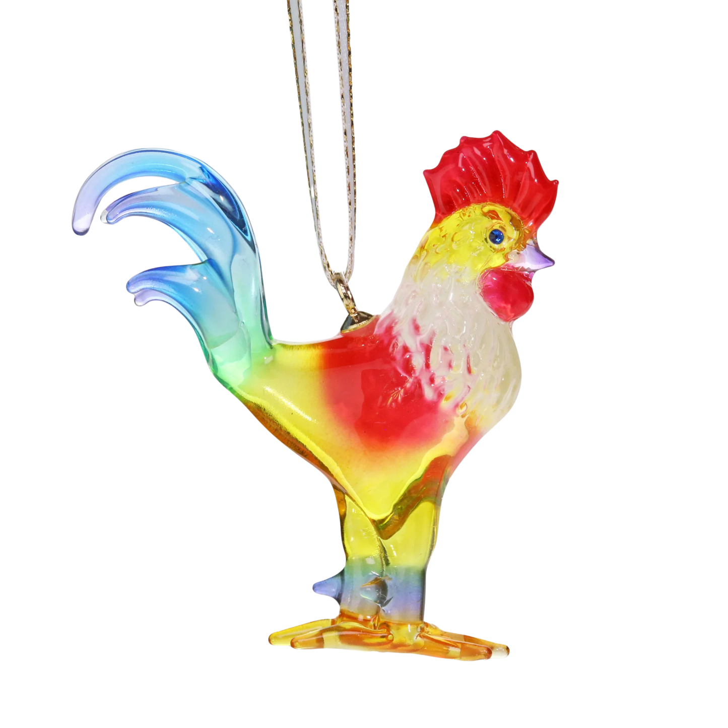 Glass Rooster Ornament | Handcrafted Farm Animal Décor