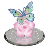 Crystals Butterfly, Pink Porcelain Rose, Mothers Day Gift, Handcrafted Butterfly Figurine, Gift for Mom, Grandma Gift