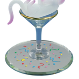 Martini Mouse Glass Figurine Handcrafted Collectible Party Decor Gift