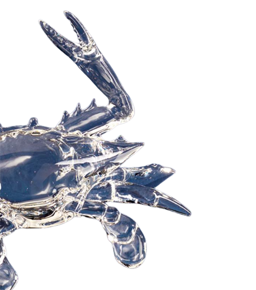 Glass Crab Figurine, Handcrafted Animal Desk Decor, Home Decor, Marine Life, Holiday Gift For Her/Him