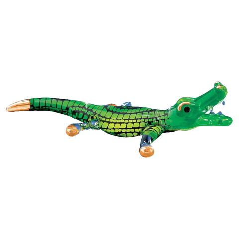Lil Snapper Gator Handcrafted Glass Alligator Figurine with Gold