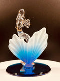 Mermaid on Blue Coral Glass Figurine | Crystal Ocean Mermaid Fantasy Décor