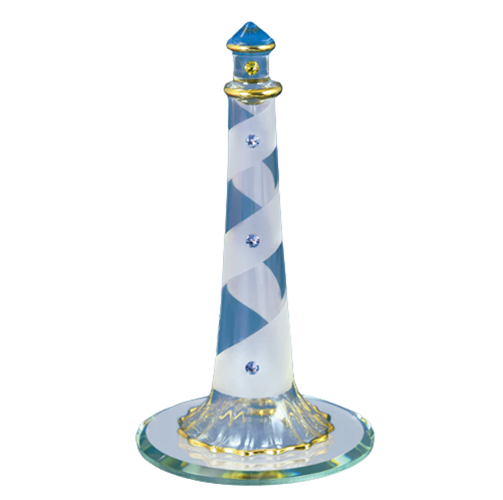 Glass Baron Lighthouse with Base Mirror Figurine