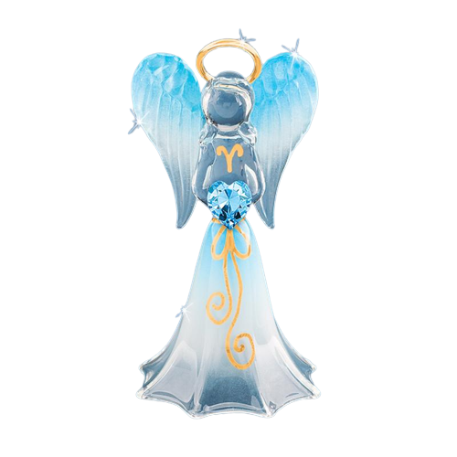 Blue Angel with Crystal Handcrafted Collectible Figurine