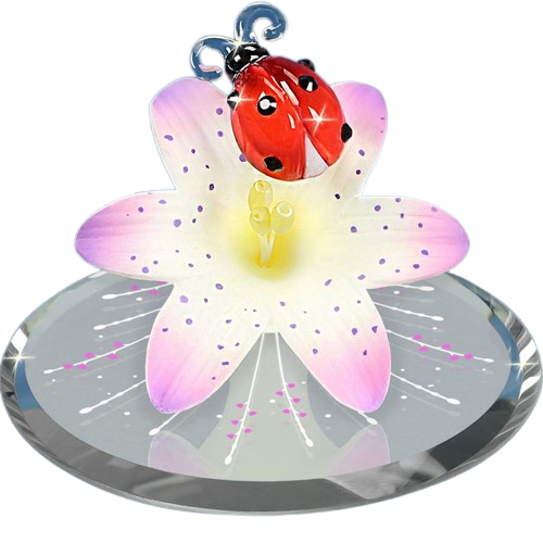 Glass Ladybug Figurine, Handmade Glass Ladybug on Lily, Home Decor, Gift for Her, Mom, Wife