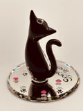 Spoiled Cat Glass Figurine | Handcrafted Black Cat Decor with Crystal Accents