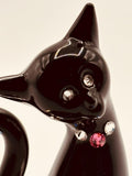 Spoiled Cat Glass Figurine | Handcrafted Black Cat Decor with Crystal Accents