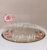 Mom I Love You Pink Rose Figurine | Handcrafted Glass Rose Gift for Mom